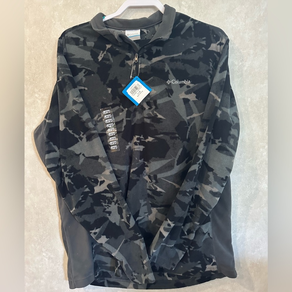 Columbia Camo Black Gray Half Zip Fleece - Large